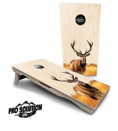 Natural Deer & Fish Cornhole Boards - Pro Solution Lite Series