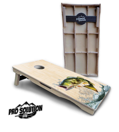 Natural Deer & Fish Cornhole Boards - Pro Solution Lite Series