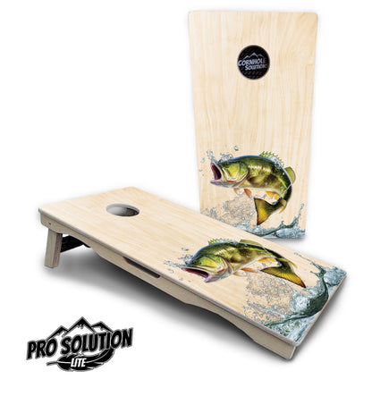 Natural Deer & Fish Cornhole Boards - Pro Solution Lite Series