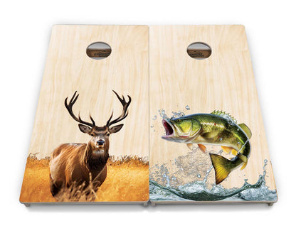 Natural Deer & Fish Cornhole Boards - Professional Tournament Series