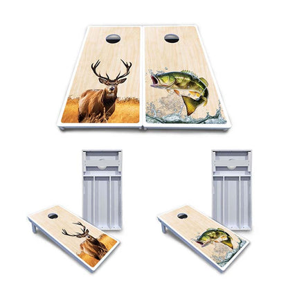 Natural Deer & Fish Cornhole Boards - All Weather Series