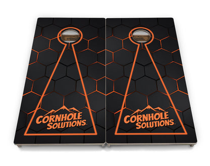 Glow Hole Black Backgound Cornhole Boards - Professional Tournament Series