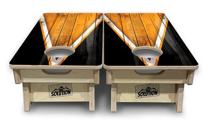 Mini Cornhole Boards - Orange & Black Triangle
