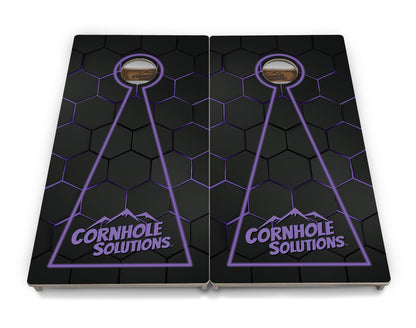 Glow Hole Black Backgound Cornhole Boards - Professional Tournament Series