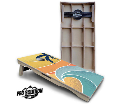 Retro Beach Cornhole Boards - Pro Solution Lite Series