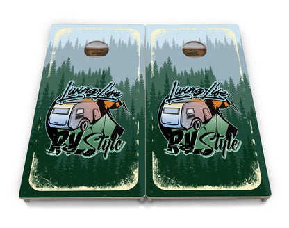 Living Life RV Style Cornhole Boards - Professional Tournament Series