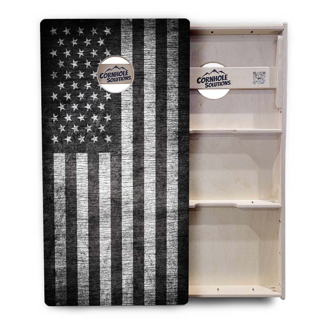 Monochrome Flag Cornhole Boards - Professional Tournament Series