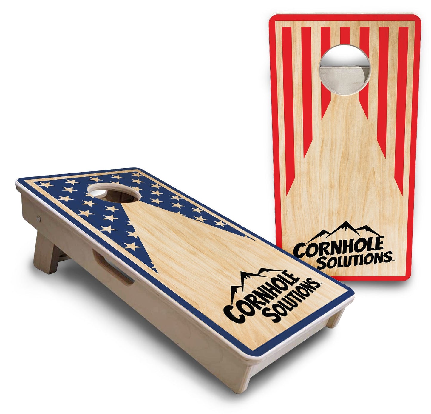 Mini Cornhole Boards - Stars & Stripes Keyhole CS Logo