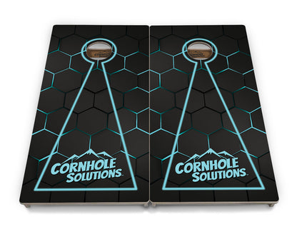 Glow Hole Black Backgound Cornhole Boards - Professional Tournament Series