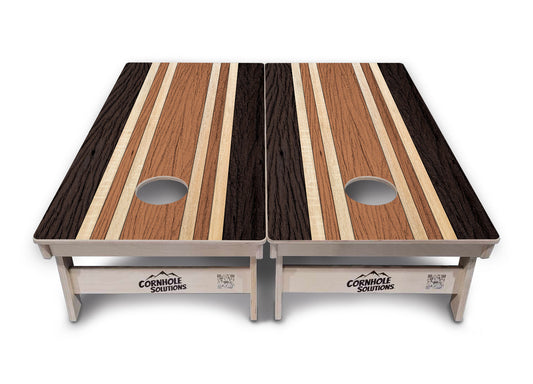 Brown Two Tone Stripes Cornhole Boards - Professional Tournament Series
