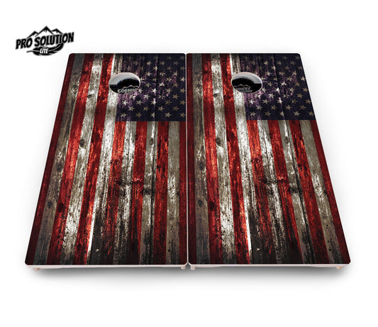 Distressed Flag Cornhole Boards - Pro Solution Lite Series
