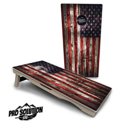 Distressed Flag Cornhole Boards - Pro Solution Lite Series