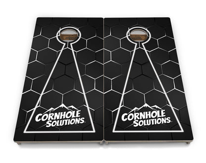 Glow Hole Black Backgound Cornhole Boards - Professional Tournament Series