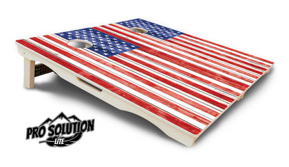 Whitewashed Flag Cornhole Boards - Pro Solution Lite Series