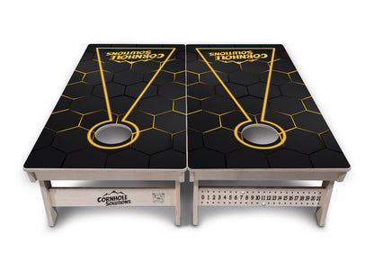 Glow Hole Black Backgound Cornhole Boards - Professional Tournament Series