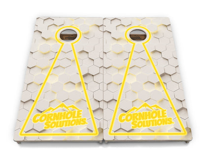 Glow Hole White Background Cornhole Boards - Professional Tournament Series